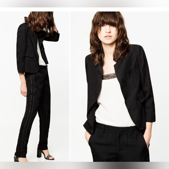 Zadig & Voltaire Black Verys Jac Paisley print Blazer Sleek Professional Style